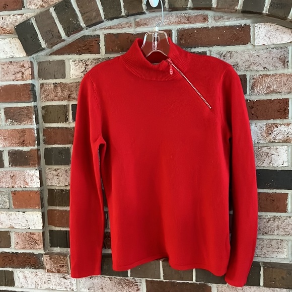 MERCER STREET Rhinestone Zipper Red Sweater NWOT - Picture 1 of 5